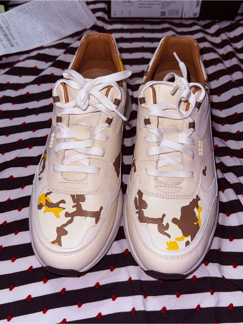 Hugo Boss Beige Camouflage Athletic Sneakers